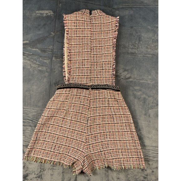 Zara Size Small Tweed Jumpsuit/romper/ Chic Dress Pink Lined - Picture 2 of 10